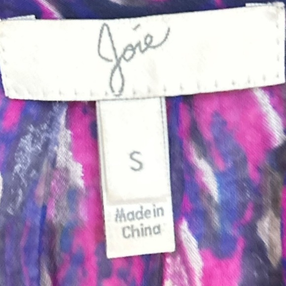 Joie long sleeve silk mini dress sheer Purple/Pink/navy dress tassel tie small - Picture 10 of 11